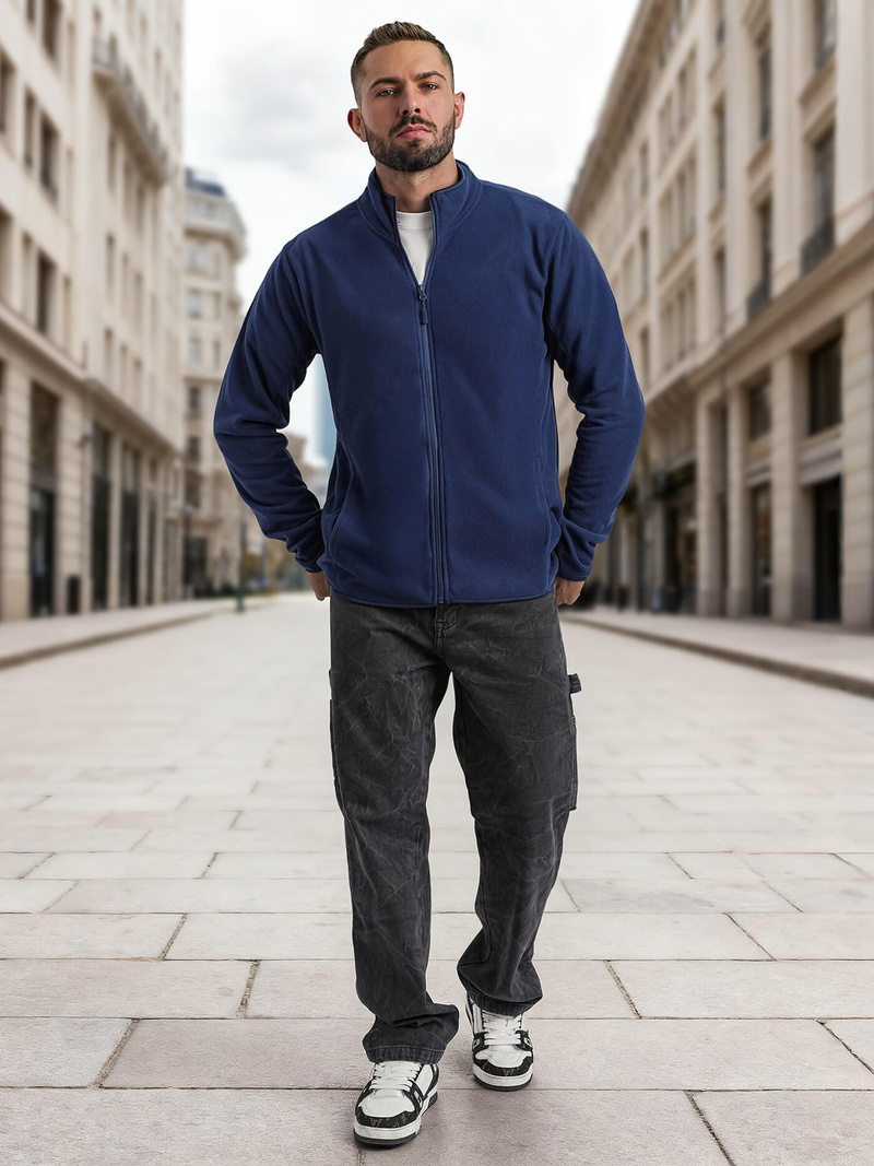 Vīriešu džemperis rāvējslēdzēju tumši zils OZONEE JS/HH016/25