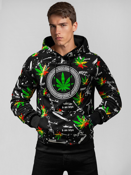 Vīriešu džemperis ar kapuci melns OZONEE O/B269