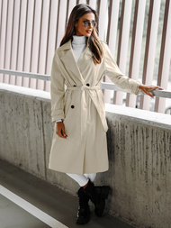 Sieviešu ādas mētelis gaiši-smilšu OZONEE JS/11Z8100