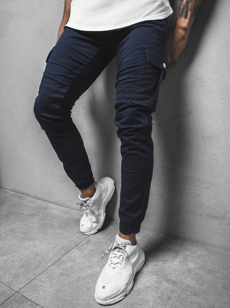 Vīriešu chino jogger bikses tumši zilas OZONEE G/2039