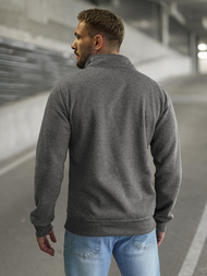 Vīriešu džemperis ar rāvējslēdzēju tumši pelēks OZONEE JS/2002Z