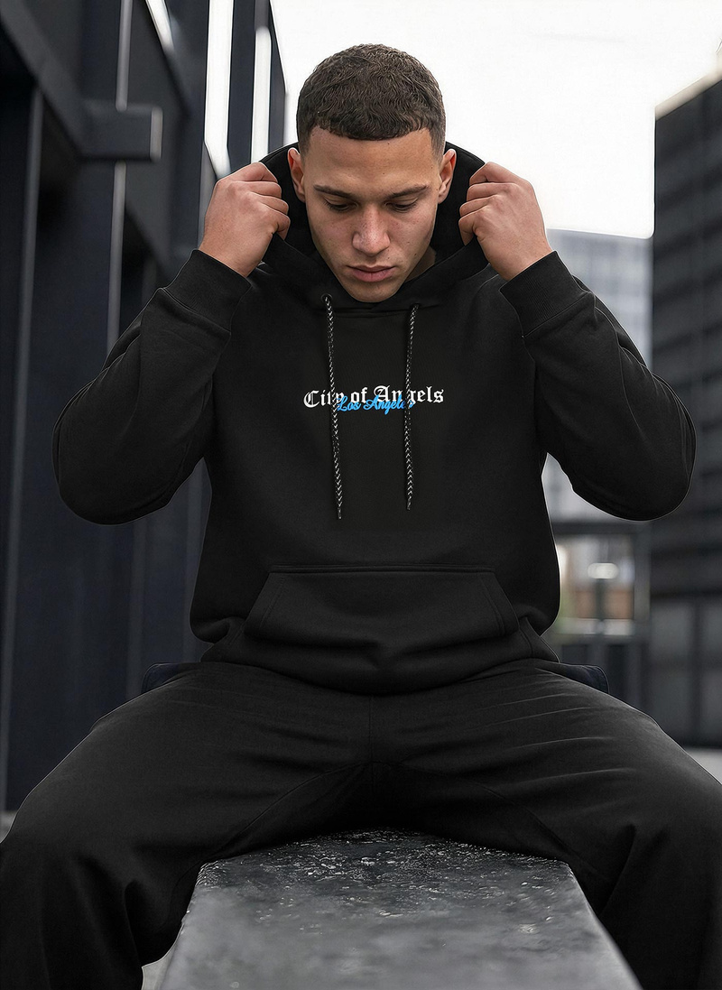 Vīriešu džemperis ar kapuci melna OZONEE JS/21B1901/3