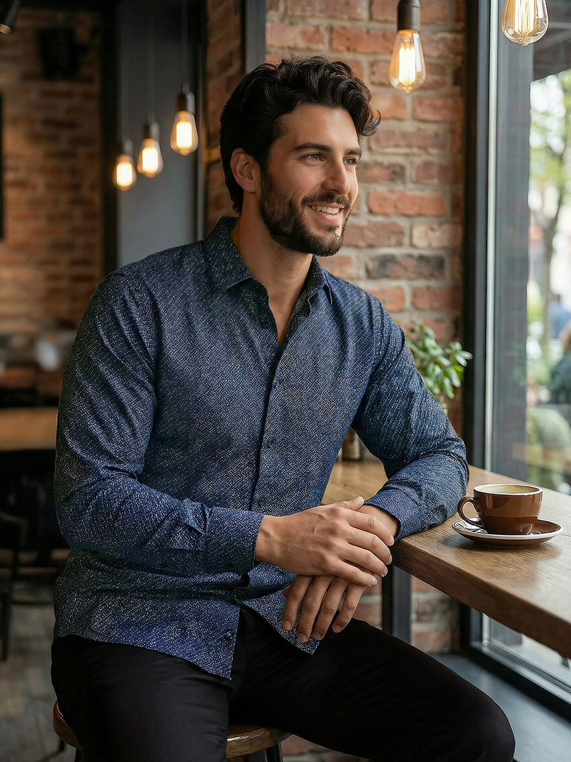 Vīriešu krekls tumši zila OZONEE V/V186Z