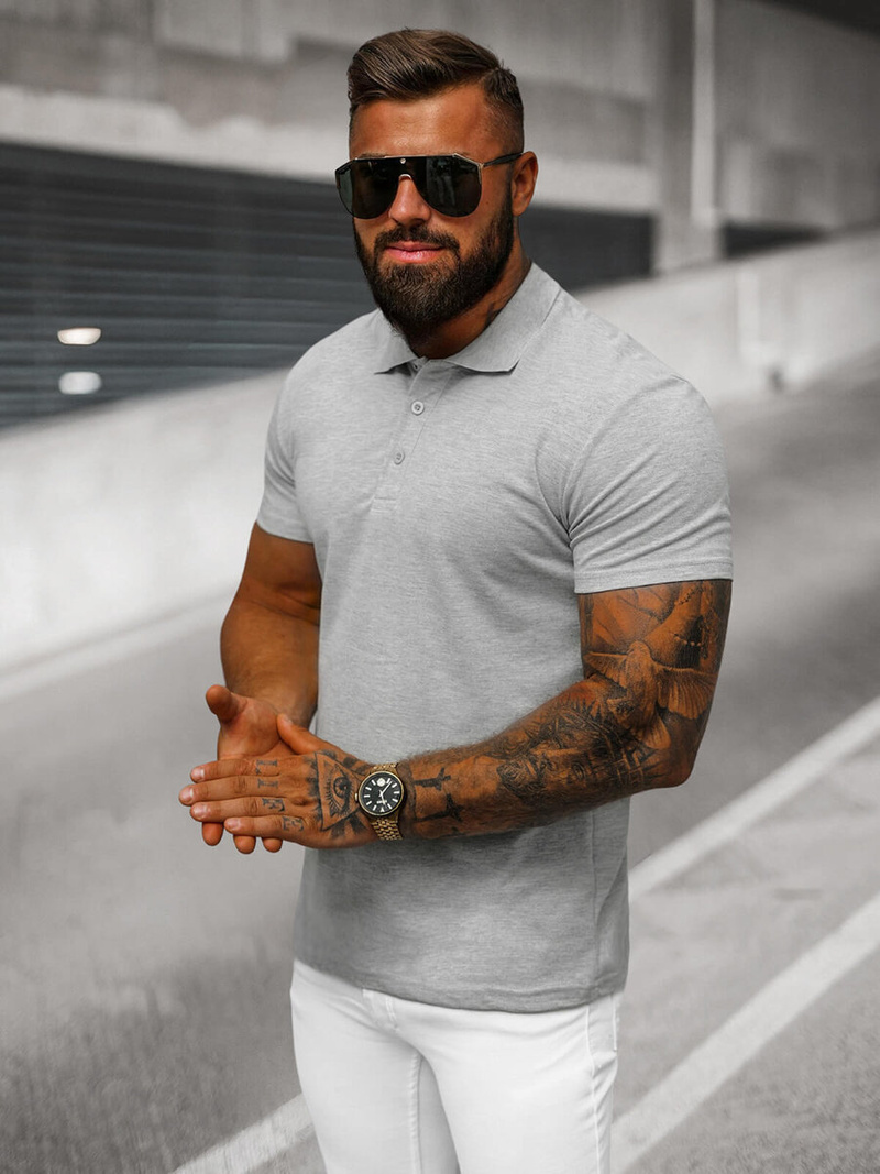 Vīriešu polo krekls pelēka OZONEE JS/8T80/2Z