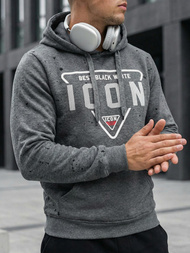 Vīriešu džemperis ar kapuci grafīta OZONEE JS/8B1737/5