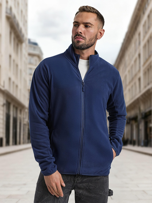 Vīriešu džemperis rāvējslēdzēju tumši zils OZONEE JS/HH016/25