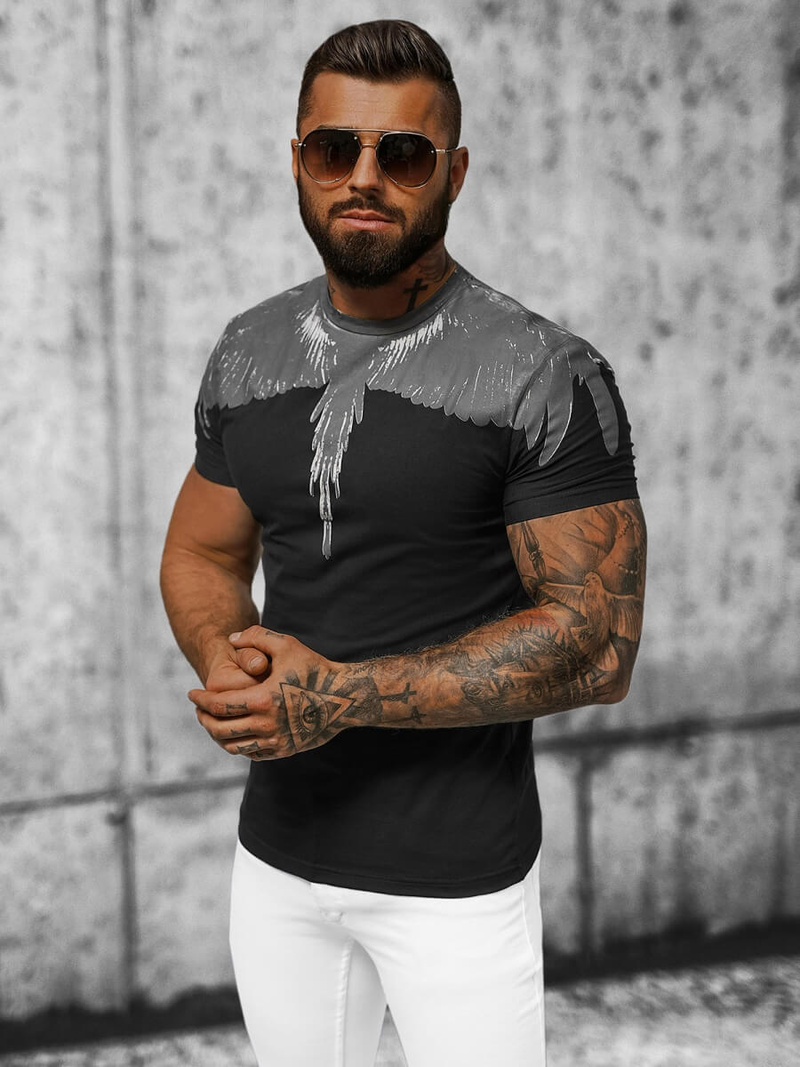 Vīriešu t-krekls melns OZONEE NB/MT3022