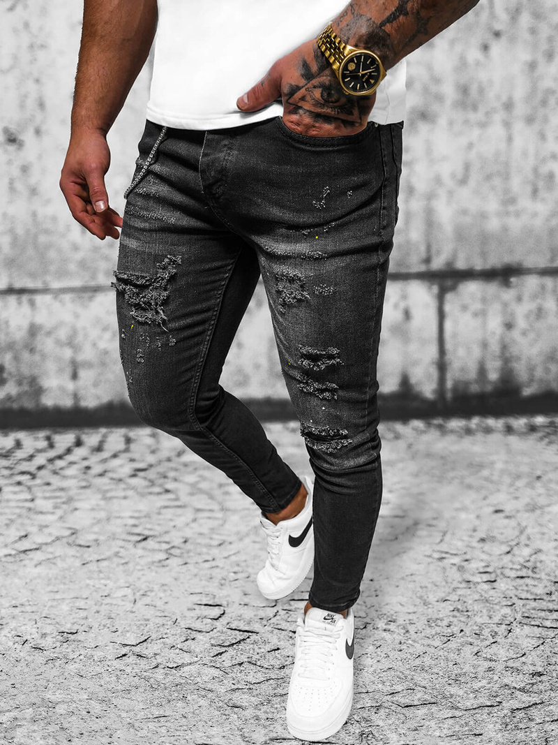 Vīriešu džinsi melni OZONEE O/MB465