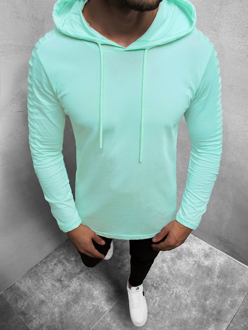 Vīriešu T-krekls ar garām piedurknēm ar kapuci piparmētra OZONEE MECH/2148TZ