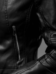 Sieviešu ādas jaka melna OZONEE JS/11Z8038