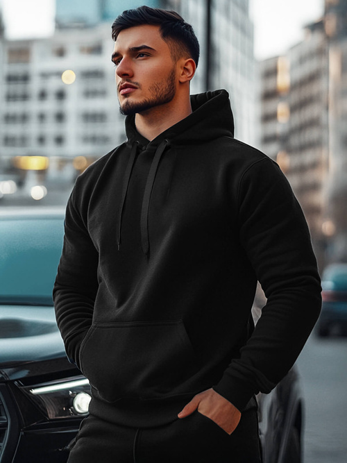 Vīriešu džemperis ar kapuci melns OZONEE JS/2009Z