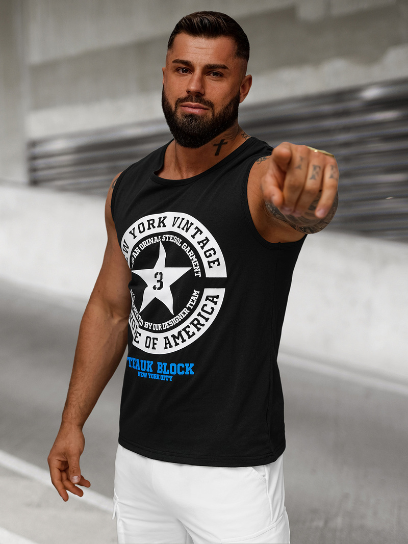 Vīriešu t-krekls bez piedurknēm melna OZONEE JS/8B1721/3Z