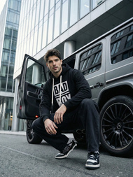 Vīriešu džemperis ar kapuci melna OZONEE JS/65B3909/3Z