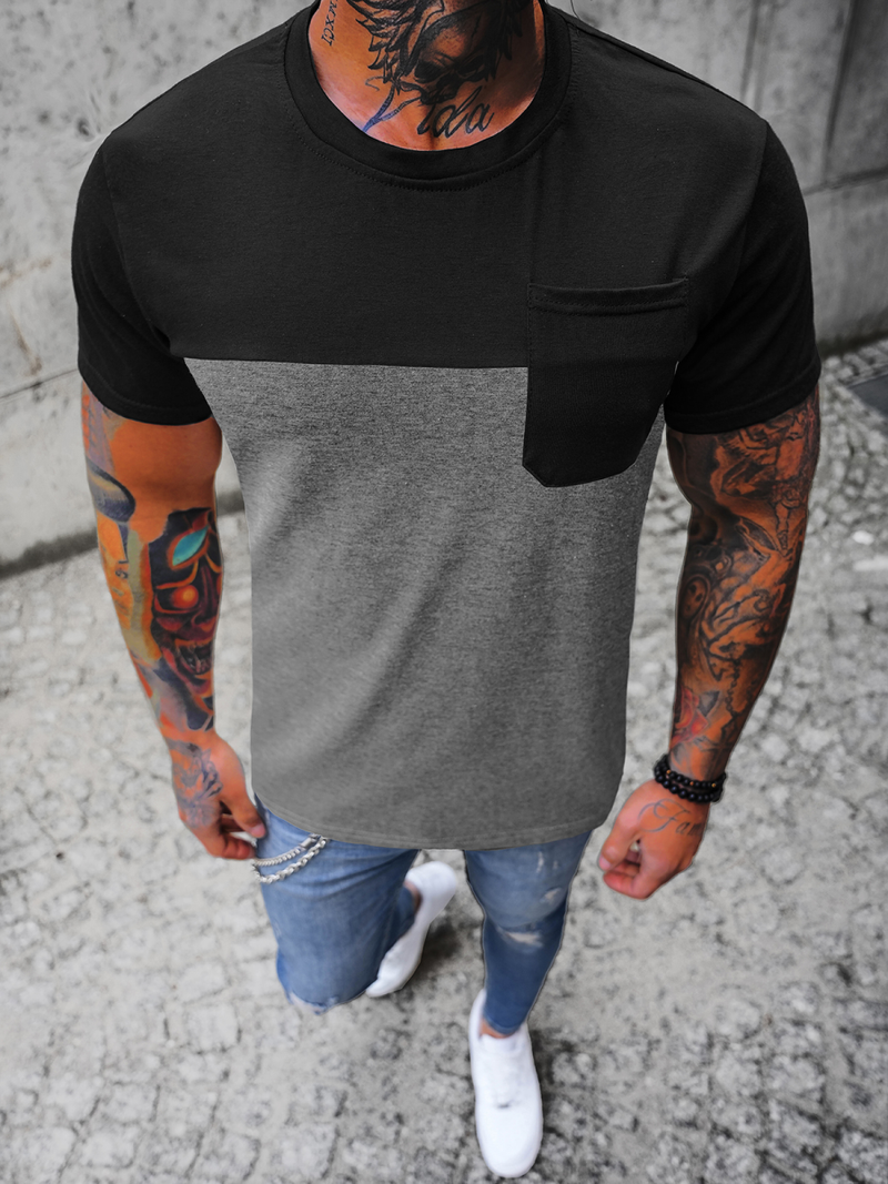 Vīriešu t-krekls melni-grafīta OZONEE JS/8T91/5