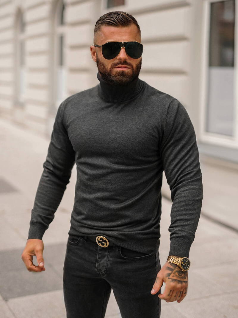 Vīriešu svīteris grafīta OZONEE O/GM303