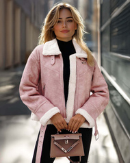 Sieviešu ādas jaka pulveris sārts OZONEE O/81331Z