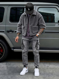 Vīriešu džinsi grafīta OZONEE O/E10017Z