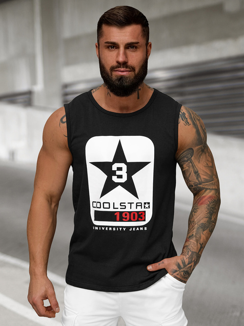 Vīriešu t-krekls bez piedurknēm melna OZONEE JS/8B1719/3Z