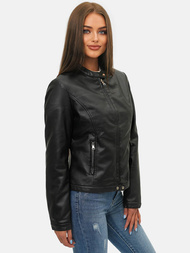 Sieviešu ādas jaka melna OZONEE JS/11Z8008