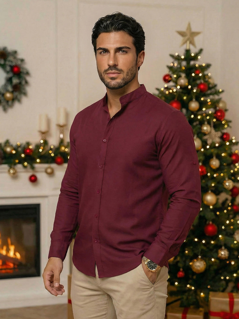 Vīriešu krekls bordosarkana OZONEE O/V57Z