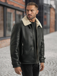 Vīriešu ādas virsjaka melna OZONEE JS/11Z8271