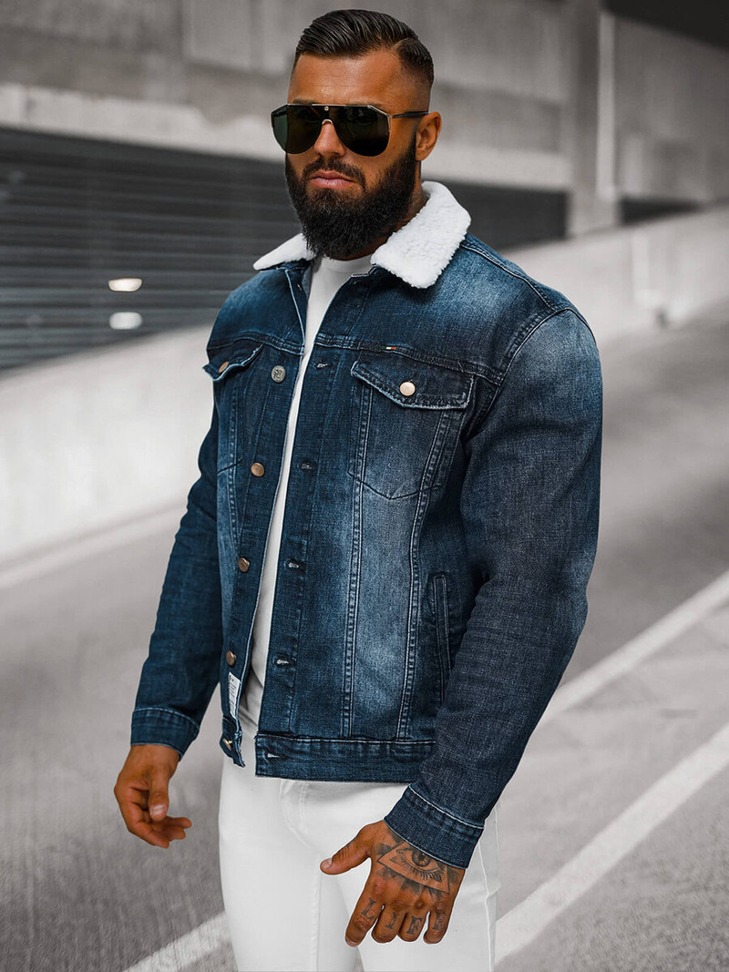 Vīriešu džinsu jaka šerpa zila OZONEE NB/MJ516BSZ