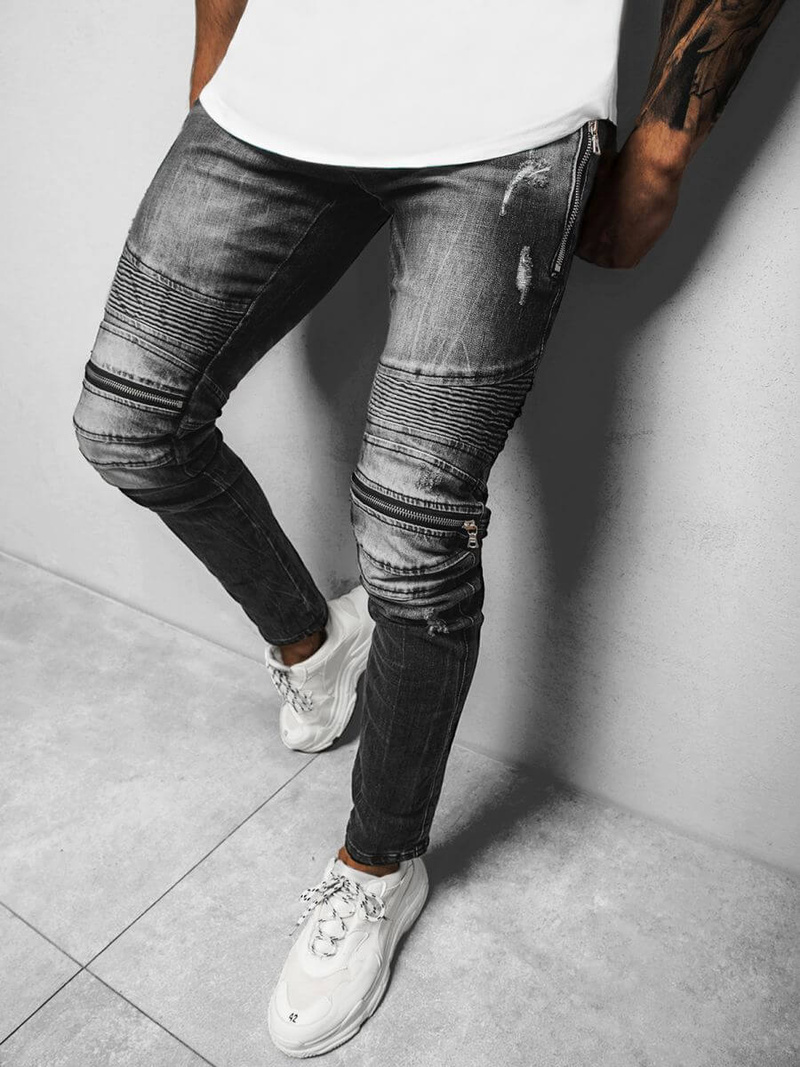 Vīriešu džinsi melni OZONEE NB/MP007N