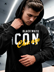 Vīriešu džemperis ar kapuci melna OZONEE JS/8B1736/3