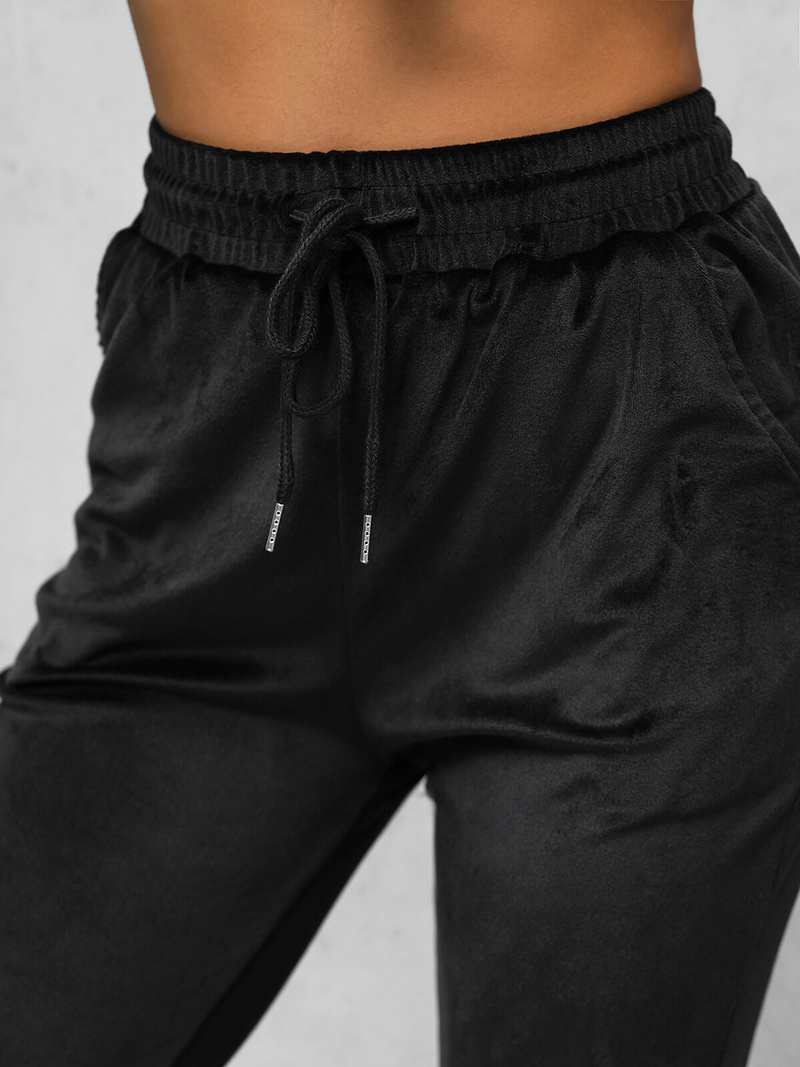 Sieviešu velūra treniņtērpa komplekts melns OZONEE JS/35C1612/3