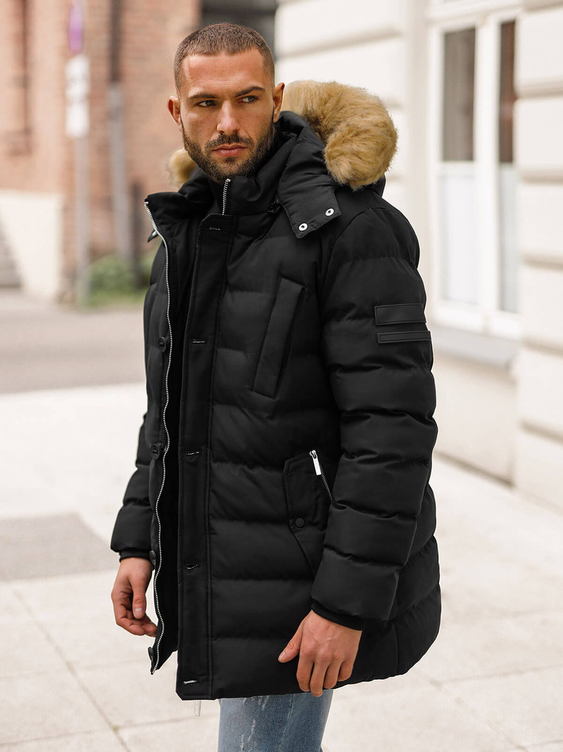 Vīriešu ziemas jaka melna OZONEE JS/5M3122/392Z