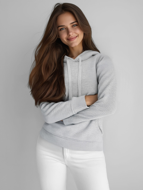 Sieviešu džemperis ar kapuci pelēks OZONEE JS/W02Z