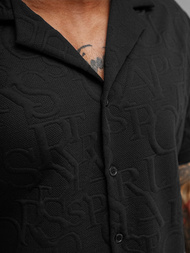 Vīriešu krekls ar īsām piedurknēm melns OZONEE O/B2256