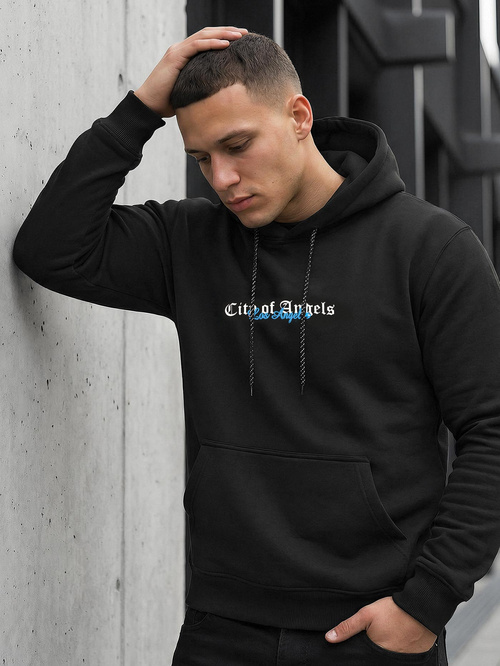 Vīriešu džemperis ar kapuci melna OZONEE JS/21B1901/3