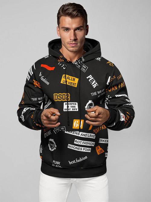 Vīriešu džemperis ar kapuci melns OZONEE JS/8B1250/3Z