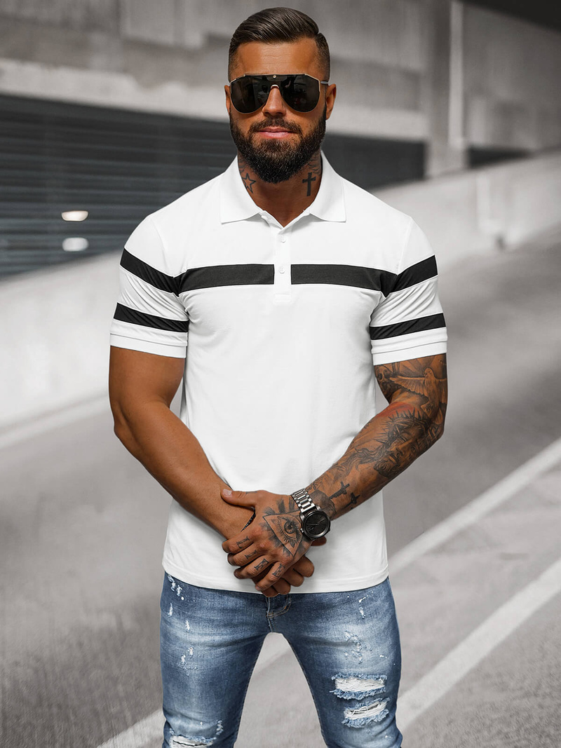 Vīriešu polo krekls balts OZONEE NB/MT3108