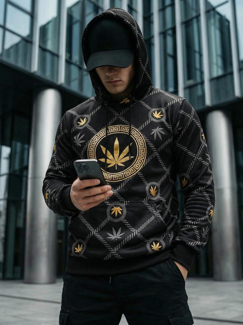 Vīriešu džemperis ar kapuci melns OZONEE O/B267Z