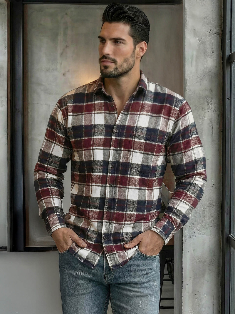 Vīriešu krekls bordosarkana OZONEE V/V174Z