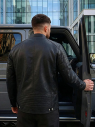 Vīriešu ādas virsjaka melna OZONEE JS/11Z8137