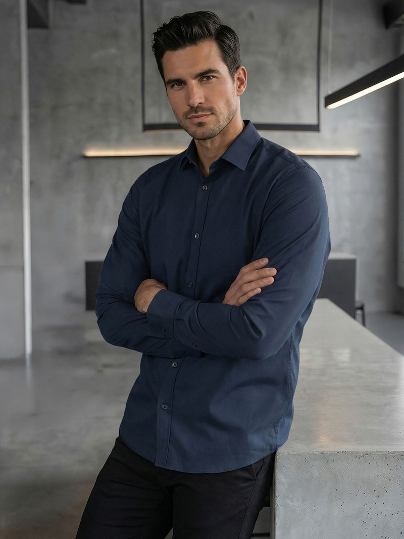 Vīriešu krekls tumši zila OZONEE V/V188Z