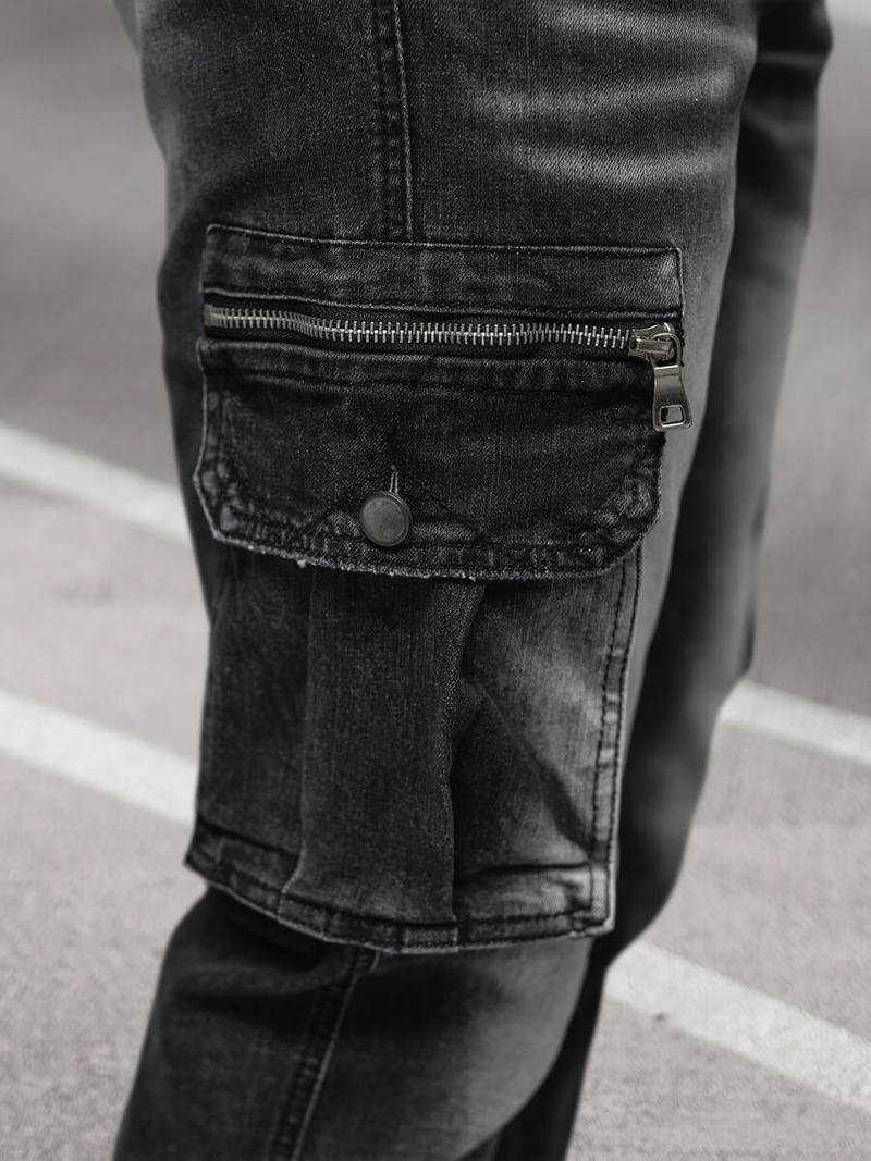 Vīriešu džinsi jogger melni OZONEE NB/MP0108N