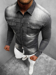 Vīriešu džinsu krekls melna OZONEE NB/MC703N