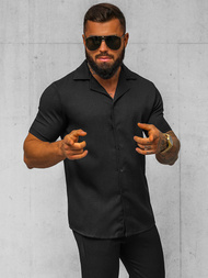 Vīriešu krekls ar īsām piedurknēm melns OZONEE O/Y971T