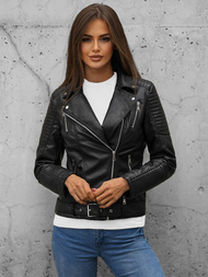 Sieviešu ādas jaka melna OZONEE JS/11Z8009Z