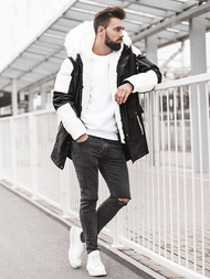 Vīriešu parka melni-balta OZONEE O/5832Z