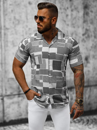 Vīriešu krekls ar īsām piedurknēm pelēka OZONEE E/1400/123