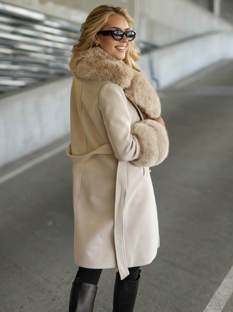 Sieviešu mētelis ecru OZONEE JS/61M8509/280