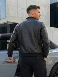 Vīriešu ādas virsjaka melna OZONEE JS/11Z8015Z