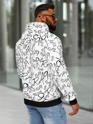 Vīriešu džemperis ar kapuci balta OZONEE JS/8B1253/1