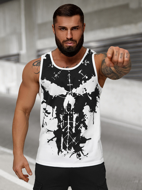 Vīriešu t-krekls bez piedurknēm balts OZONEE JS/8B1708/1Z