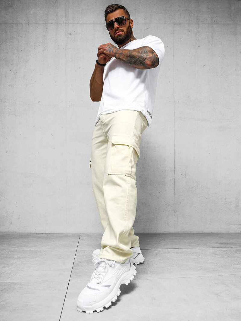 Vīriešu Bikses Ecru OZONEE DO/4001